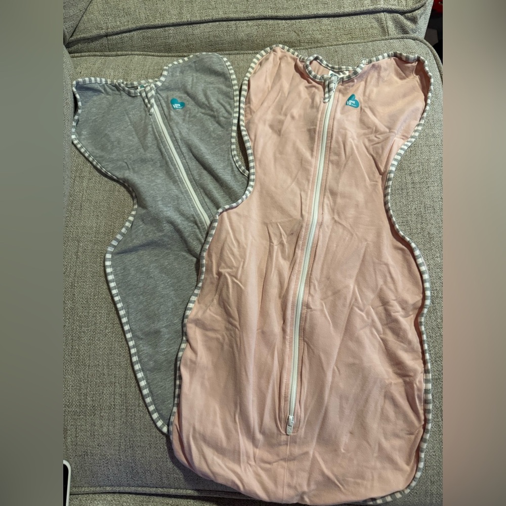 Love to Dream Baby Zip Swaddle Sleep Sack Set in Pink and Gray